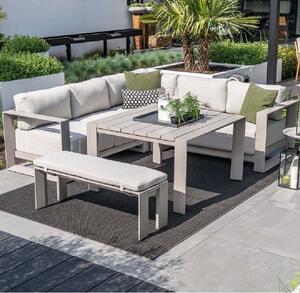 Leonidas Aluminium Corner Garden Dining Set In Taupe