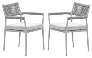 Barrie Taupe Aluminium Dining Chairs With Cushion In Pair
