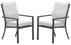 Sedalia Dark Grey Aluminium Dining Chairs With Cushion In Pair