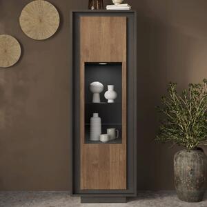 Skokie Wooden Display Cabinet In Lava And Mercure With LED