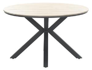 Ezra Wooden Round Garden Dining Table In Light Brown