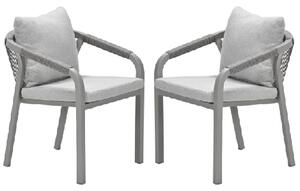 Marietta Taupe Aluminium Dining Chairs With Cushion In Pair