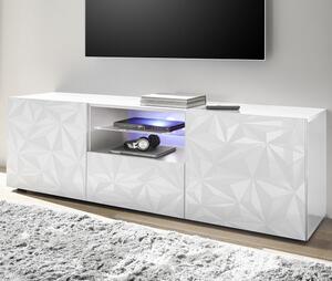 Arlon High Gloss TV Stand With 2 Doors 1 Drawer In White And LED