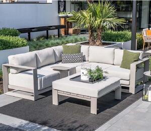 Leonidas Aluminium Garden Sofa Set With Coffee Table In Taupe