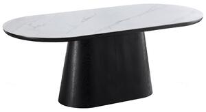 Bilbao Sintered Stone Oval Dining Table In White And Black