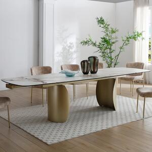 Palmerton Ceramic Marble Extending Dining Table In Matt White