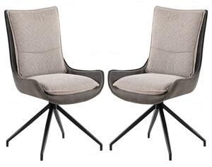 Plano Grey Fabric Dining Chairs With Black Legs In Pair