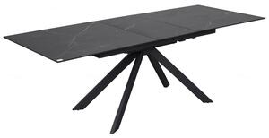 Rosario Ceramic Marble Extending Dining Table In Matt Black