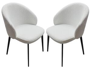 Lamar Ivory White Fabric Dining Chairs With Black Legs In Pair