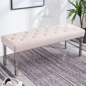 Kinston Velvet Dining Bench With Steel Legs In Cream
