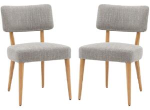 Arcadia Grey Fabric Dining Chairs With Wooden Frame In Pair