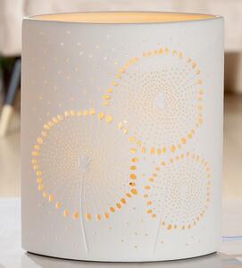 Allegan Small Porcelain Dandelion Design Table Lamp In White