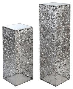 Purley Glass Metal Set Of 2 Decorative Pillar In Silver