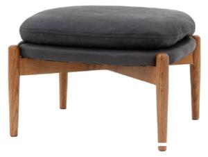 Dotson Leather Footstool With Wooden Frame In Antique Ebony