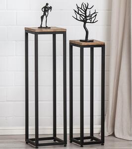 Bilbao Metal Set Of 2 Decorative Pillar In Brown And Black