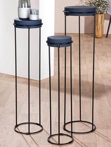 Arcata Metal Set Of 3 Decorative Pillar In Midnight Blue