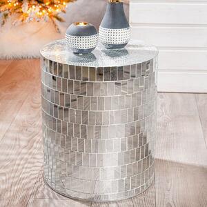 Arlee Mirrored Round Side Table In Silver