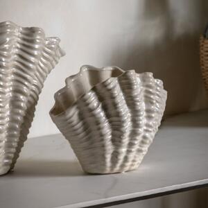Choctaw Small Stoneware Seashell Vase In White