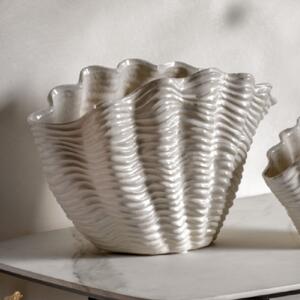 Choctaw Large Stoneware Seashell Vase In White