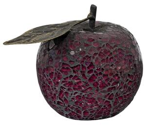 Clisson Decorative Mosaic Glass Apple Fruit With Leaf In Red