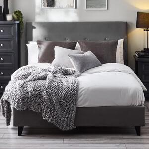 Safara Velvet Small Double bed In Grey