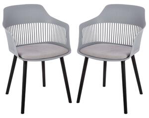 Altona Grey Plastic Dining Chairs With Fabric Seat In Pair