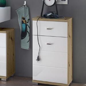 Ponoka White Gloss Storage Cabinet With 1 Door In Artisan Oak