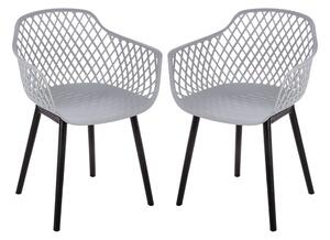 Altona Grey Plastic Dining Chairs With Black Legs In Pair
