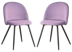Earlville Fabric Purple Dining Chairs With Wooden Legs In Pair