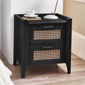 Sumter Wooden Bedside Cabinet With 2 Drawers In Black Ash And Oak