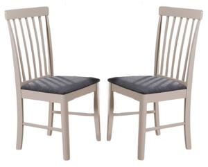 Alcor Stone Grey Wooden Dining Chairs With Fabric Seat In Pair