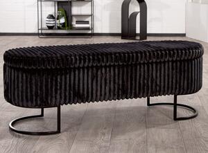 Arlington Fabric Ottoman With Metal Legs In Black
