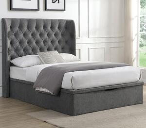 Colusa Fabric Ottoman Storage Double Bed In Grey