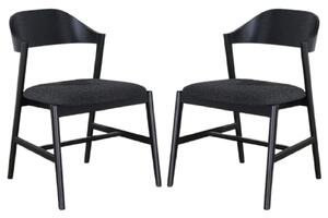 Cairo Black Wooden Dining Chairs With Fabric Seat In Pair