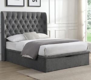 Colusa Fabric Ottoman Storage King Bed In Grey