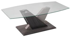 Zanesville Clear Glass Coffee Table With Dark Grey Wooden Base