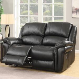 Claton Faux Leather Recliner 2 Seater Sofa In Black