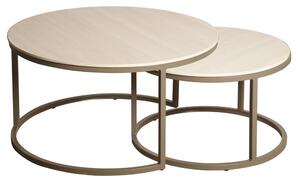 Yetis Ceramic Round Nesting Coffee Tables In Matt Latte