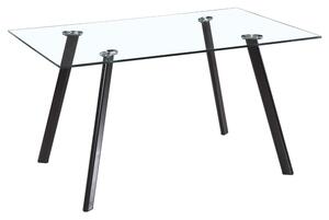 Gilroy Clear Glass Rectangular Dining Table With Black Legs