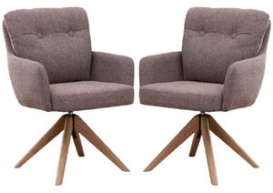 Petaluma Blush Granite Fabric Dining Chairs With Oak Legs In Pair