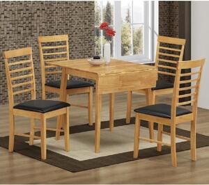 Marsic Wooden Square Drop Leaf Dining Table With 4 Chairs In Oak
