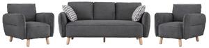 Gunnison Fabric 3+1+1 Seater Sofa Set In Dark Grey