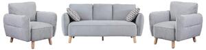 Gunnison Fabric 3+1+1 Seater Sofa Set In Light Grey
