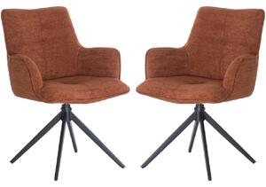 Joplin Tan Fabric Dining Chairs With Metal Base In Pair