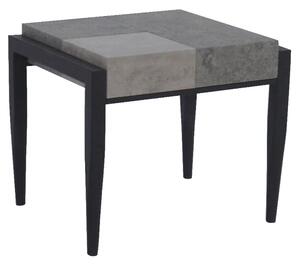 Vermillion Wooden End Table With Metal Legs In Dark Concrete