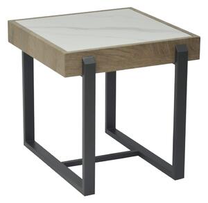 Hanover Sintered Stone End Table With Gun Grey Metal Frame