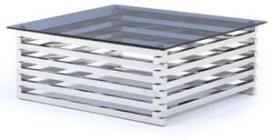 Morita Tinted Glass Square Coffee Table With Steel Frame