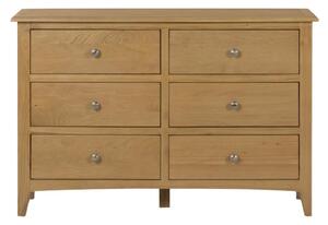 Kamiah Wide Wooden Chest Of 6 Drawers In Oak