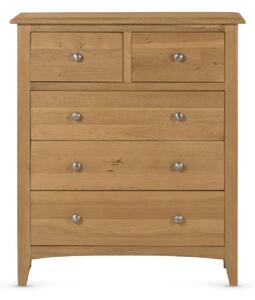 Kamiah Wide Wooden Chest Of 5 Drawers In Oak