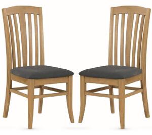 Kamiah Oak Wooden Dining Chairs With Fabric Seat In Pair